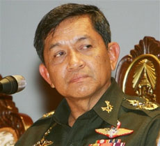 Thailand's Army Commander-in-Chief Gen. Sondhi Boonyaratkalin listens to a reporter's questions in Bangkok Wednesday, Sept. 20, 2006. 