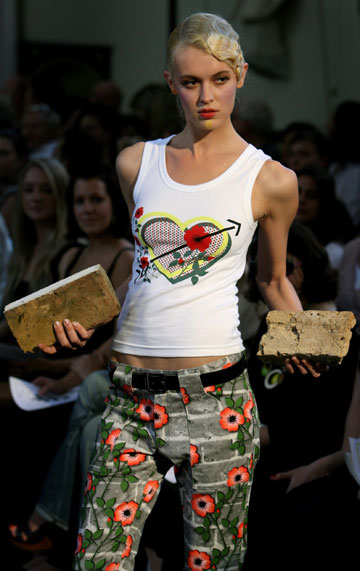 A model wears a creation for designers Antoni and Alison during their Spring/Summer 2007 show at London Fashion Week September 21, 2006.