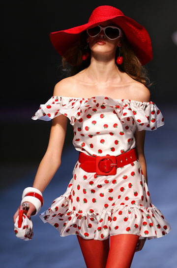 A model displays a creation as part of Blugirl's Spring/Summer 2007 women's collections during Milan Fashion Week September 25, 2006.