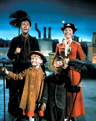 Dick Van Dyke, Julie Andrews, Matthew Garber and Karen Dotrice in Walt Disney's Mary Poppins - 1964