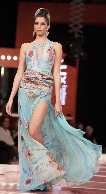 A model presents a creation from Egyptian designer Hani El Buheiry for his Spring Summer 2007 collection during the 