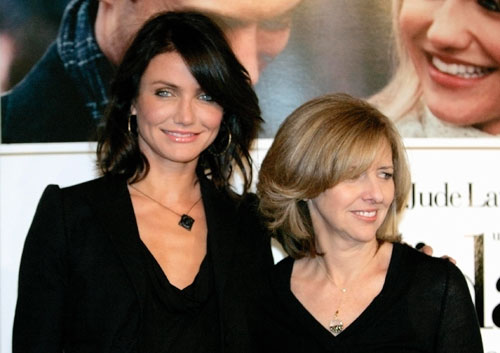 Actress Cameron Diaz (L) poses with film director Nancy Meyers during the movie premiere of 