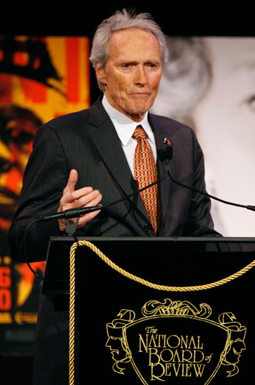 Director Clint Eastwood presents the award for Best Actor during the 2006 National Board of Review of Motion Pictures Awards gala in New York January 9, 2007.