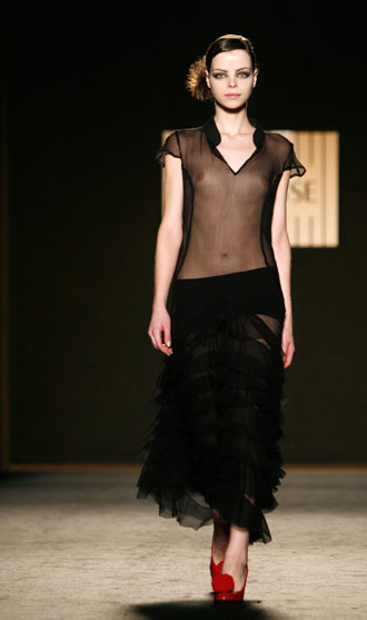 A model presents a creation from Parnasse's Fall/Winter 2007-2008 collection at the Pasarela Barcelona fashion show January 18, 2007. 