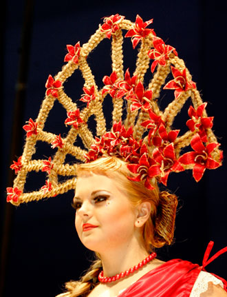 A model participates in the International Festival of Beauty in St. Petersburg February 22, 2007.