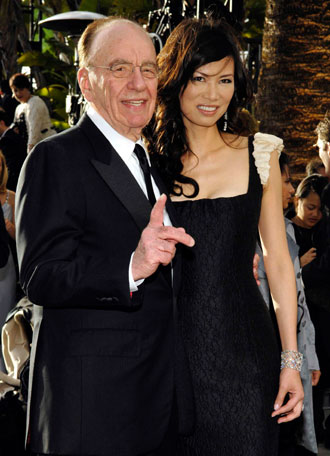 Rupert Murdoch and wife Wendi Deng arrive for the Vanity Fair Oscar Party at Mortons in West Hollywood February 25, 2007.
