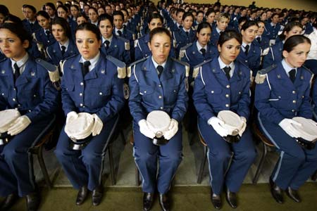 Algerian policewomen attend a ceremony marking International Women's Day at the police training academy in Algiers March 7, 2007.