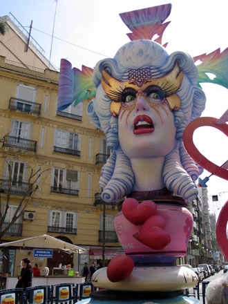 A giant elaborate sculptures are displayed on the street of Valencia for 