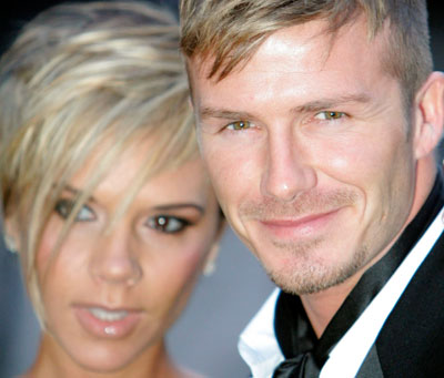Soccer player David Beckham and his wife Victoria arrive for the Sport Industry Awards 2007 at Old Billingsgate in central London March 29, 2007. The annual industry awards celebrates commercial achievement in British sport.