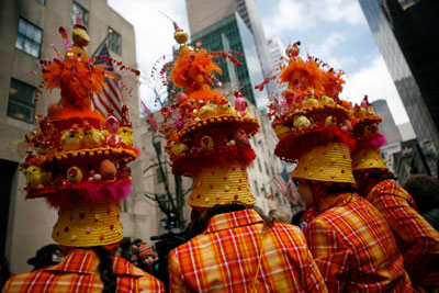 People participate in the annual Easter Parade in New York April 8, 2007.