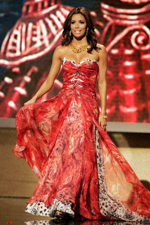 Actress Eva Longoria on stage as host at the taping of the ALMA awards in Pasadena, California June 1, 2007.