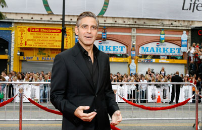 Cast member George Clooney poses at the premiere of 