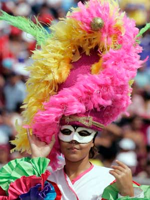 A Venezuela dancer performs before the start of the Copa America soccer final between Argentina and Brazil in Maracaibo July 15, 2007.