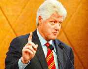 The former US president Bill Clinton's speech in Hong Kong (1998)