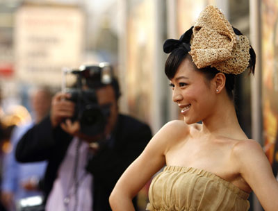 Actress Jingchu Zhang poses at the premiere of 