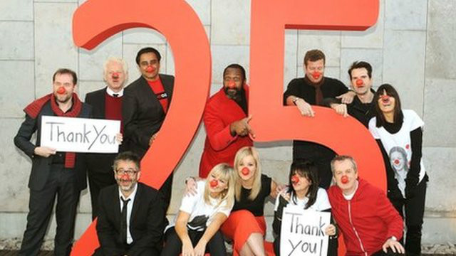 “红鼻子日”筹善款 众明星各显神通