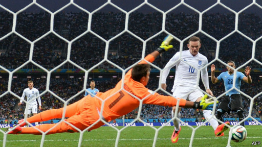 世杯赛：英格兰不敌乌拉圭 前景不妙