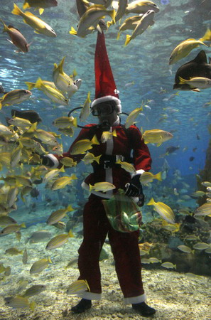 Santa Claus inside oceanarium at Manila Ocean Park