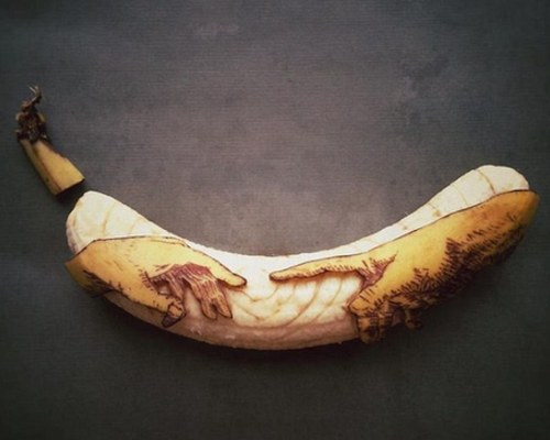 荷兰设计师在香蕉皮上作画