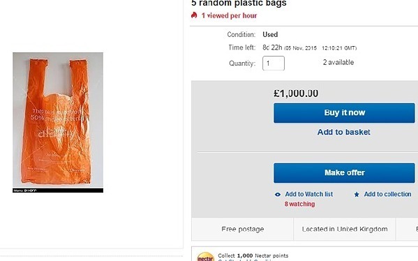 英新规引发“血案”，eBay惊现1000英镑塑料袋