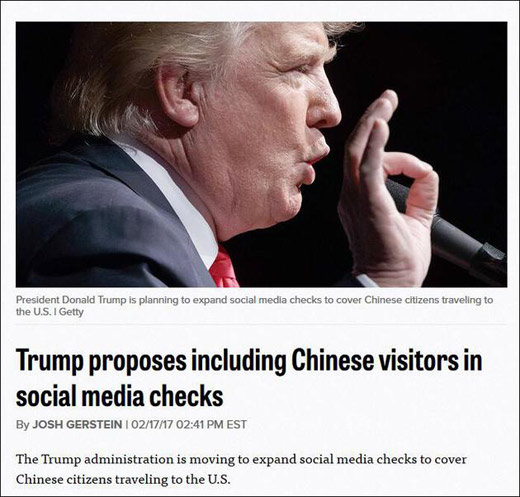 美拟将中国游客纳入“社交媒体审查”范围