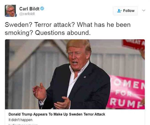 特朗普再度信口开河 这次惹怒的是瑞典