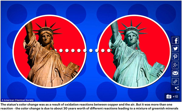 美国自由女神像原来不是绿色的？