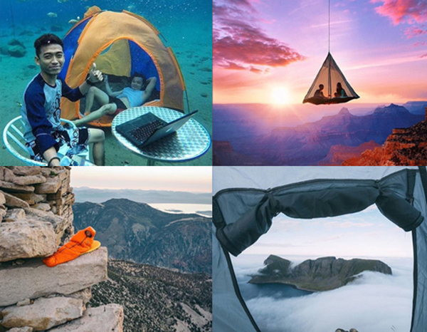峡谷中挂帐篷、峭壁旁铺睡袋，这些极限露营照是真的吗？