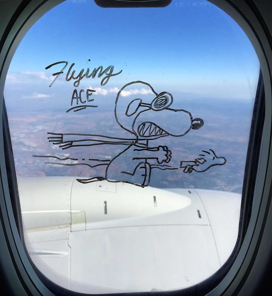 飞机窗边的涂鸦君（组图）