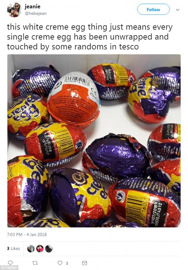 为找到吉百利中奖彩蛋 英国超市的彩蛋包装都遭殃了