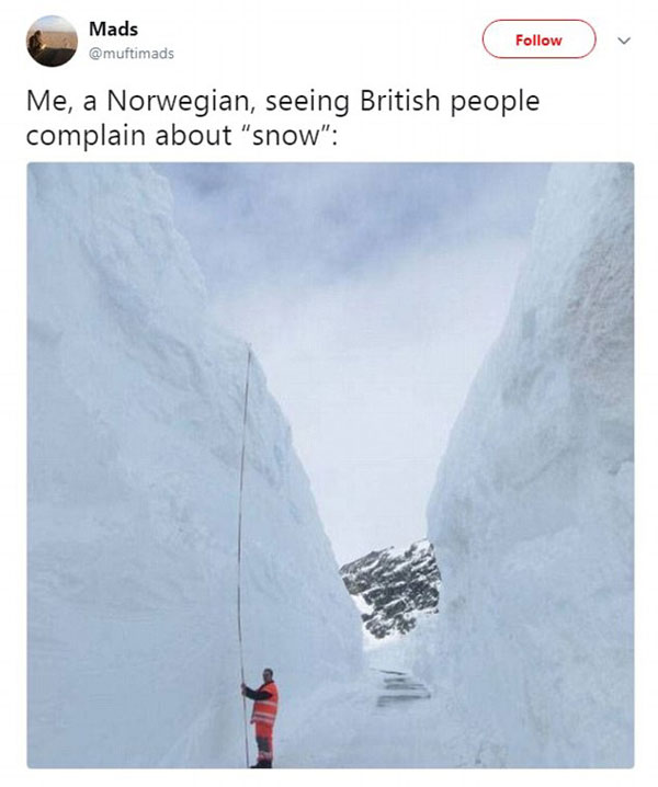 寒潮侵袭！英国人如临大敌，却遭北欧加拿大网友无情嘲笑