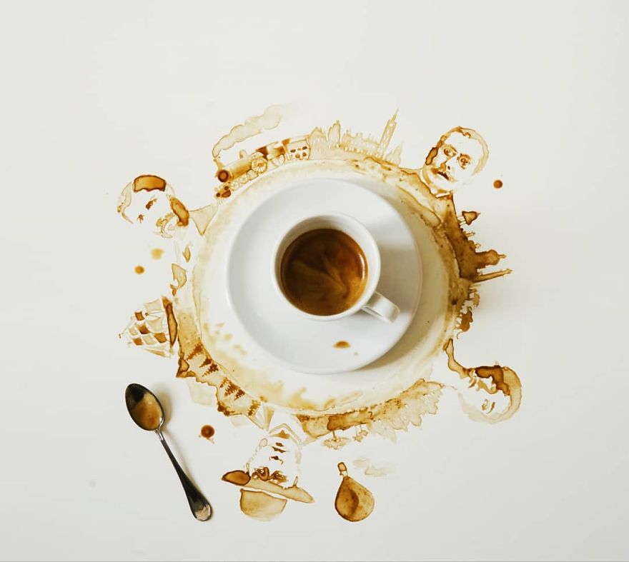 咖啡和茶泼洒出的艺术（组图）