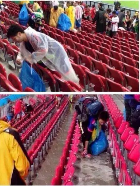 日本球迷又上热搜了 赛后看台捡垃圾引全球关注