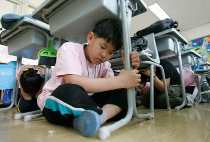 SK conducts earthquake drill
