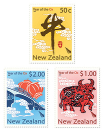 新西兰发行牛年邮票庆中国新年