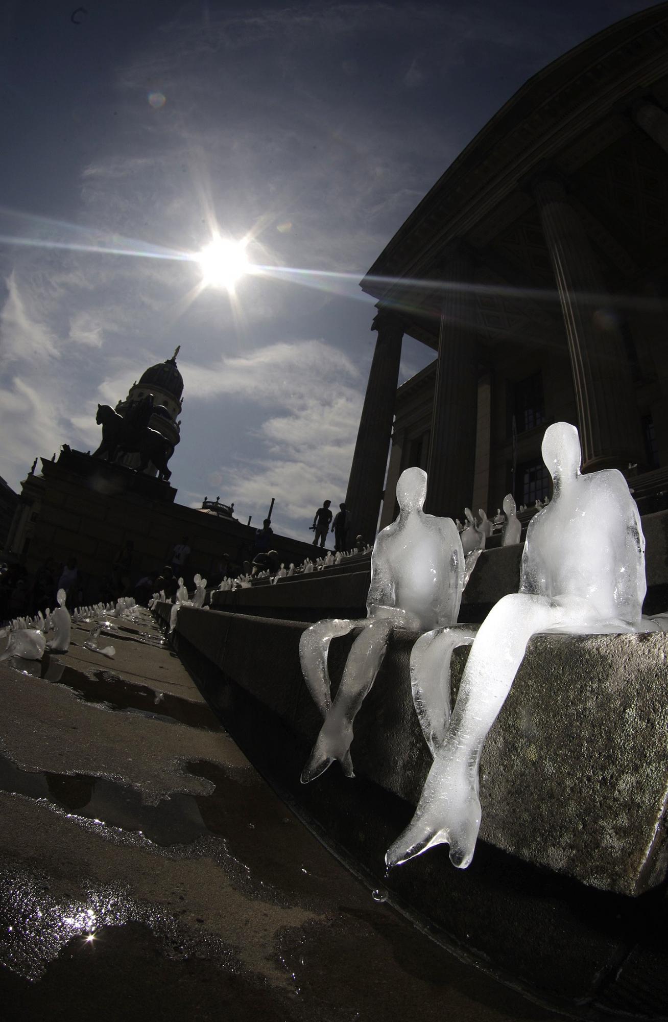 Ice sculptures in the shape of humans