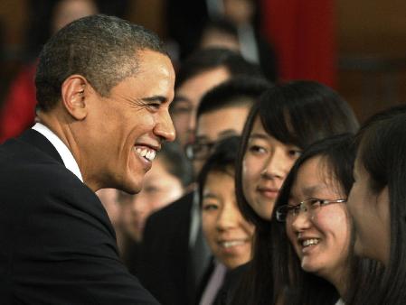 US President Barack Obama meets youth in Shanghai