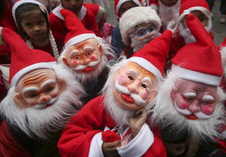 Santa Claus makes his appearance in every corner of the world