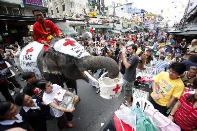 Thai elephants collect money for Haiti