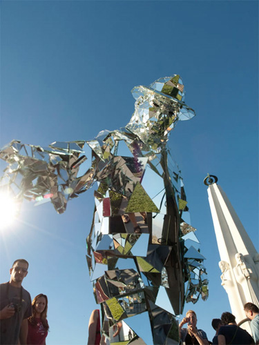 'Mirror Man' covered by glass fragments showy in LA