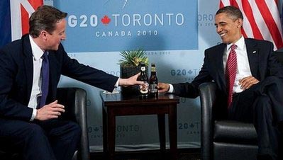 奥巴马卡梅伦G20会面 赌球互赠啤酒