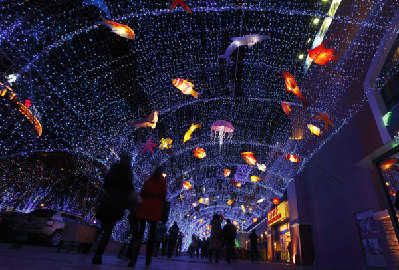 Light decoration for Christmas in Beijing