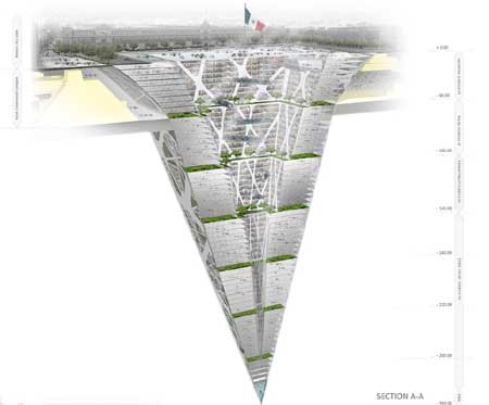 墨西哥欲建65层倒金字塔形“摩地大楼”