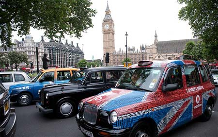 伦敦出租车司机集会示威 抗议奥运交通管制