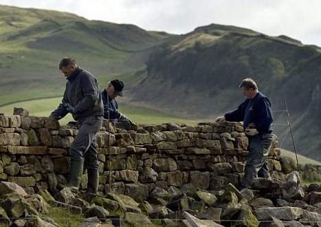 苏格兰独立公投倒计时1周年 工匠修复边境墙