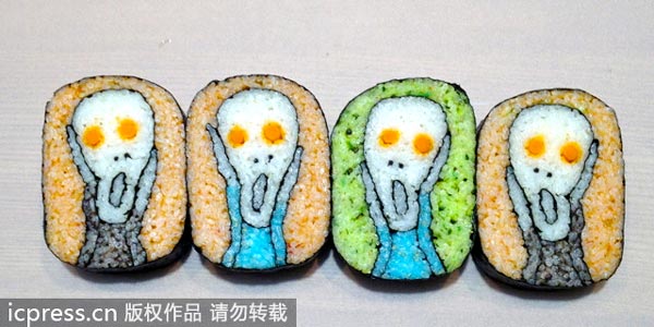 Tokyo chef makes art with sushi rolls