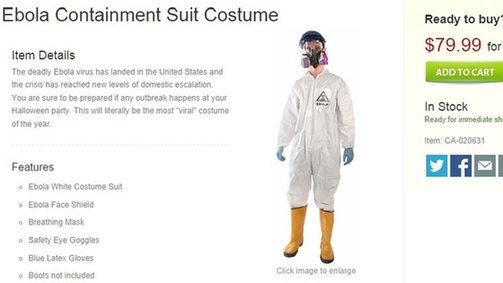 英国商家推出万圣节“埃博拉主题装扮”