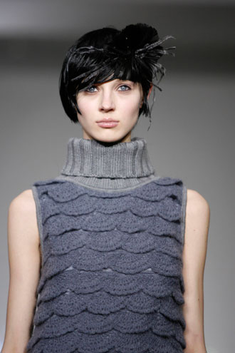A model wears a creation from the Catherine Malandrino fall collections 2007 during New York Fashion Week, February 7, 2007.
