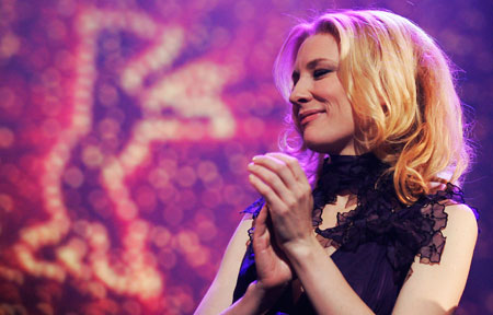 Actress Cate Blanchett addresses the audience at European 'Shooting Stars 2007' award ceremony during the 57th Berlinale International Film Festival in Berlin February 12, 2007.