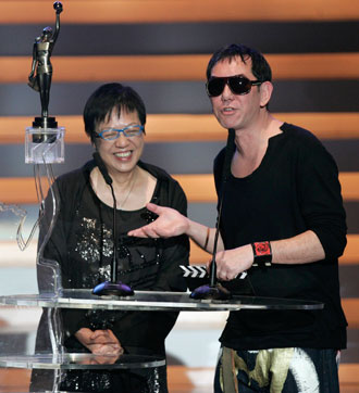 Director Ann Hui and actor Anthony Wong (R) attend the Hong Kong Film Awards Presentation Ceremony in Hong Kong April 15, 2007.